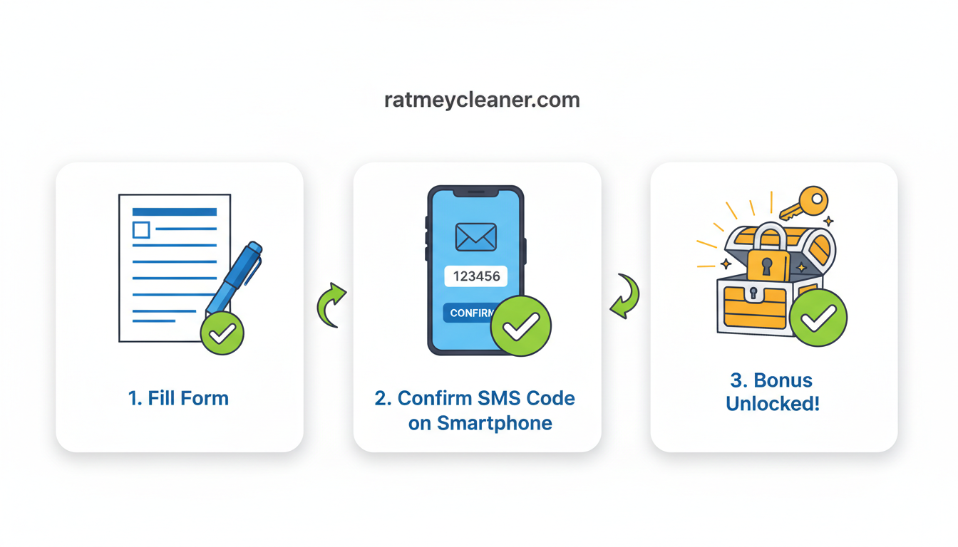 Infografika pokazująca 3 kroki rejestracji w Vulkan Vegas aby odebrać bonus