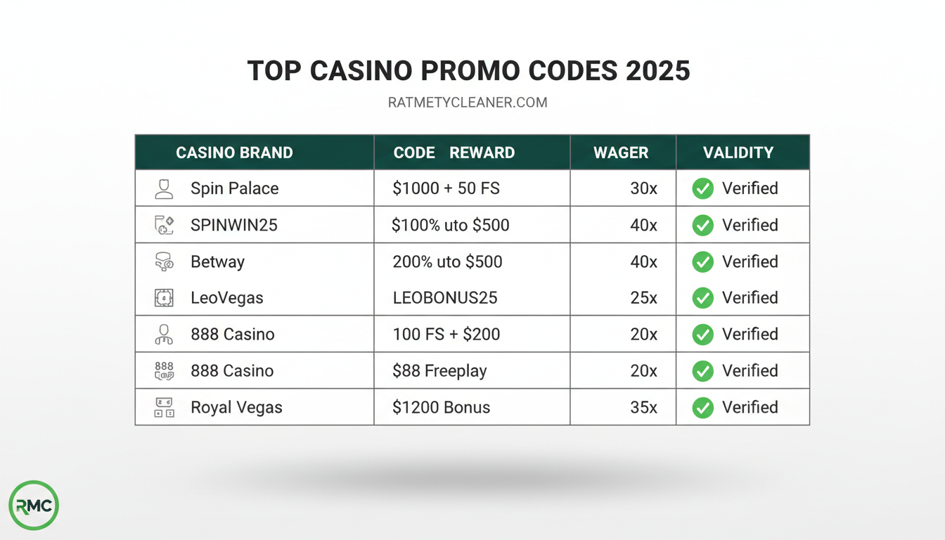 Zestawienie najlepszych kodów promocyjnych do kasyn online z podziałem na bonusy bez depozytu i darmowe spiny