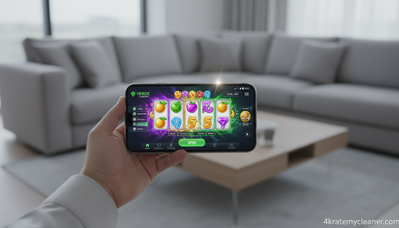 Interfejs mobilny kasyna Verde na smartfonie z otwartym slotem