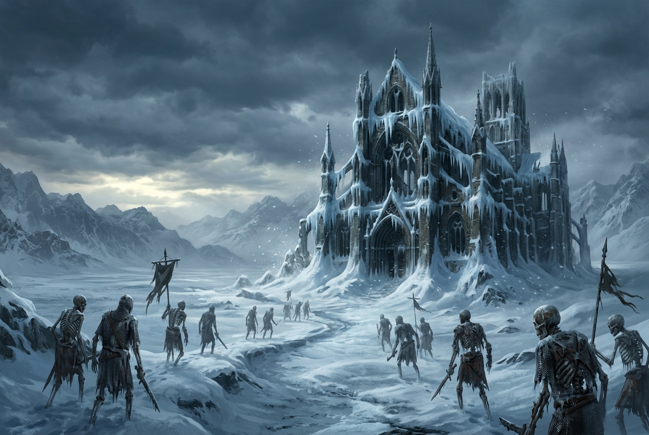 Visual representation of the Diablo 4 Frozen Steppes arctic landscape