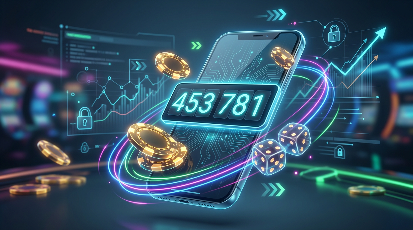 Cyberpunkowe przedstawienie płatności BLIK w kasynie online z chipami i neonami