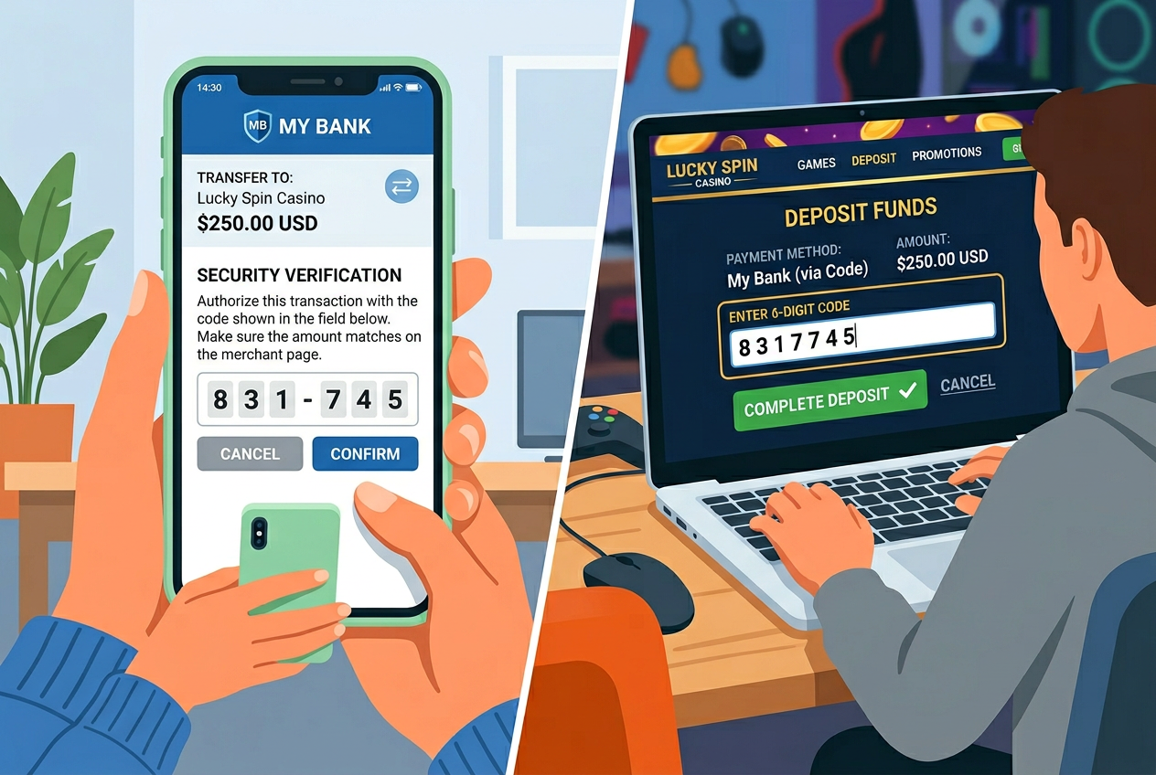 Użytkownik generujący kod BLIK w aplikacji bankowej do depozytu w kasynie